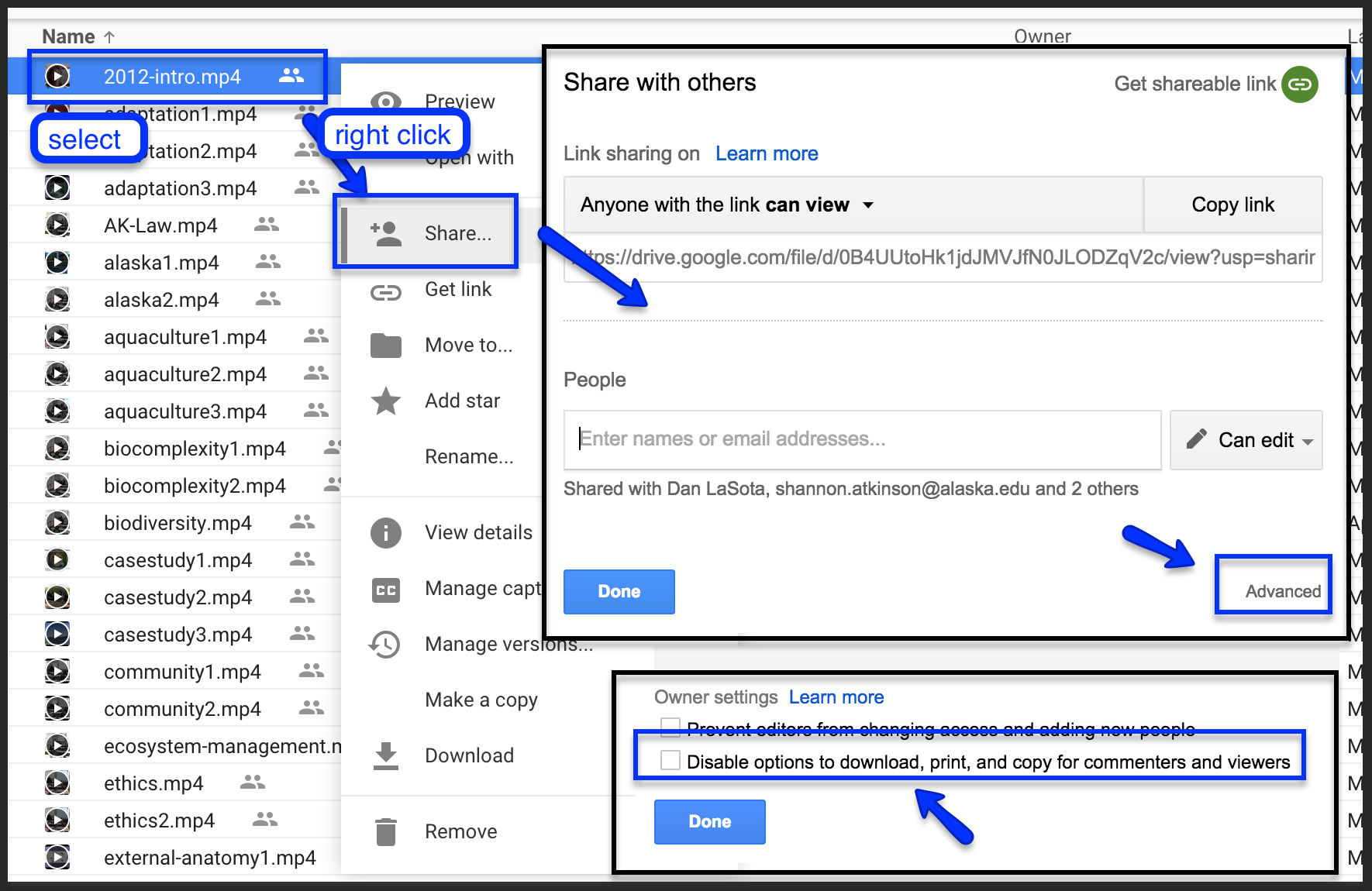 how to allow others to download from google drive